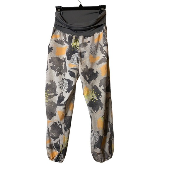 Lululemon Womens‎ Om Pant Mini Art Pop White Multi Slate Roll Down Waist Yoga 4 - Picture 1 of 8